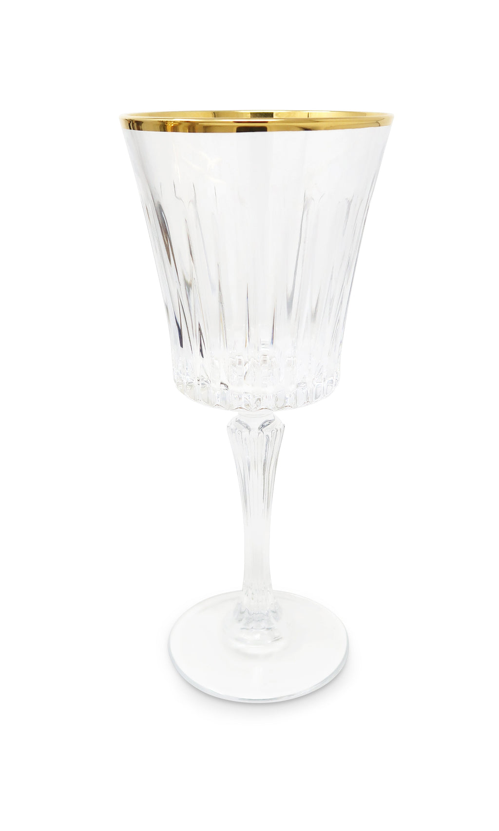 Liscio Ottico - Set of 6 Wine Glasses with Shade on the Bottom and Gold Rim