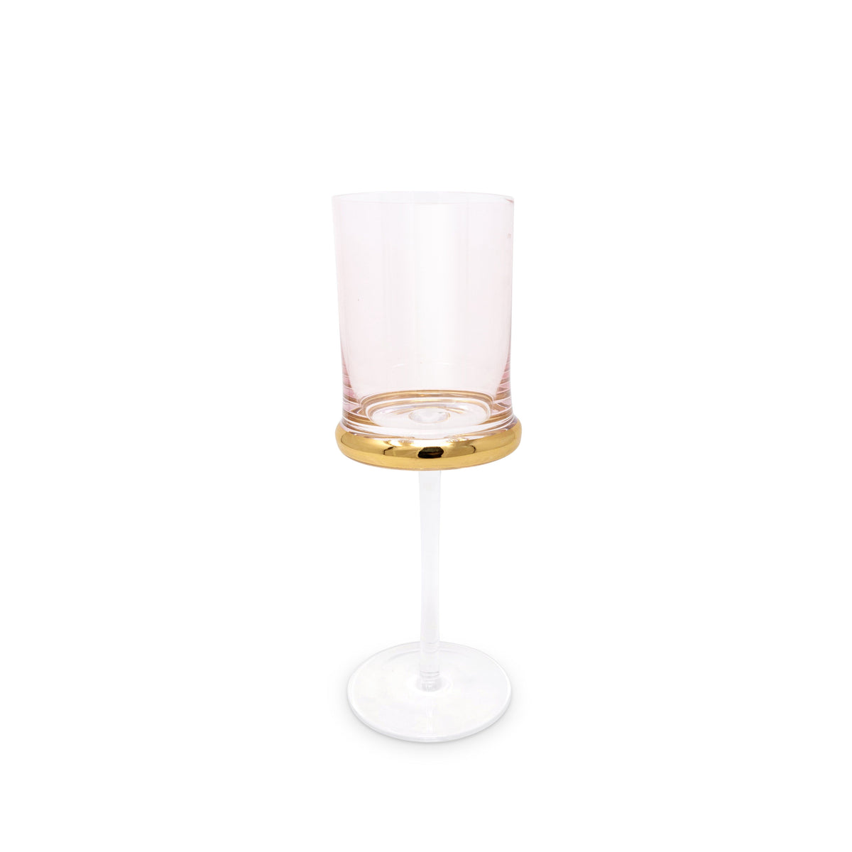 Set of 6 Square Glasses with Gold Ring