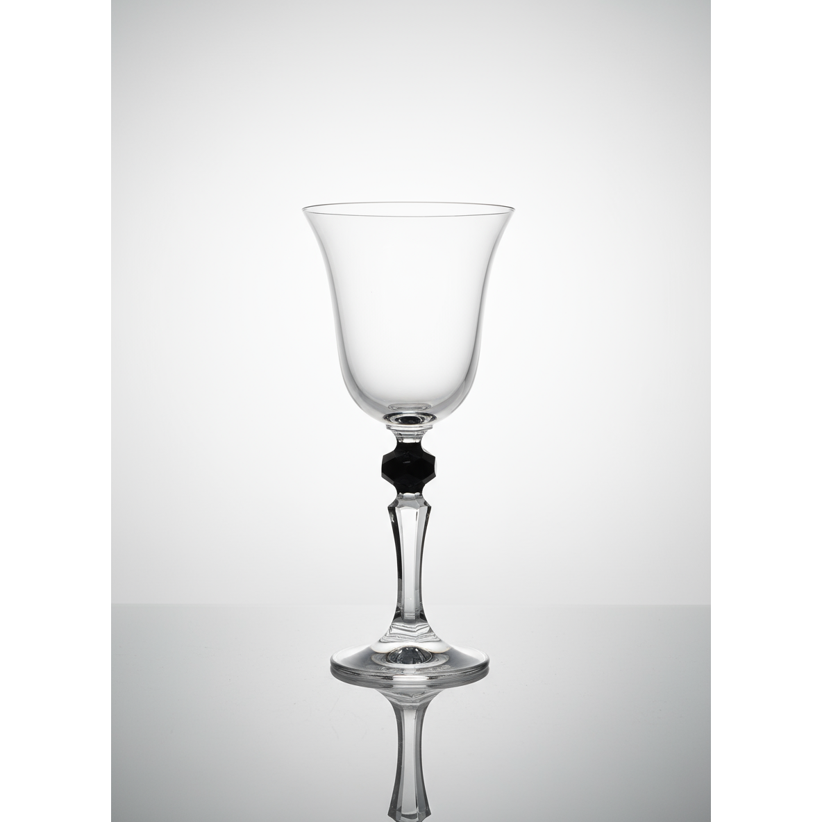 Set of 6 Glasses, with  Colored Diamond on Stem