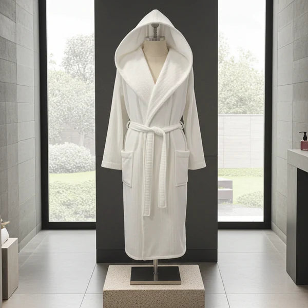 Veluda Luxurious Hooded Striped Spa Robe