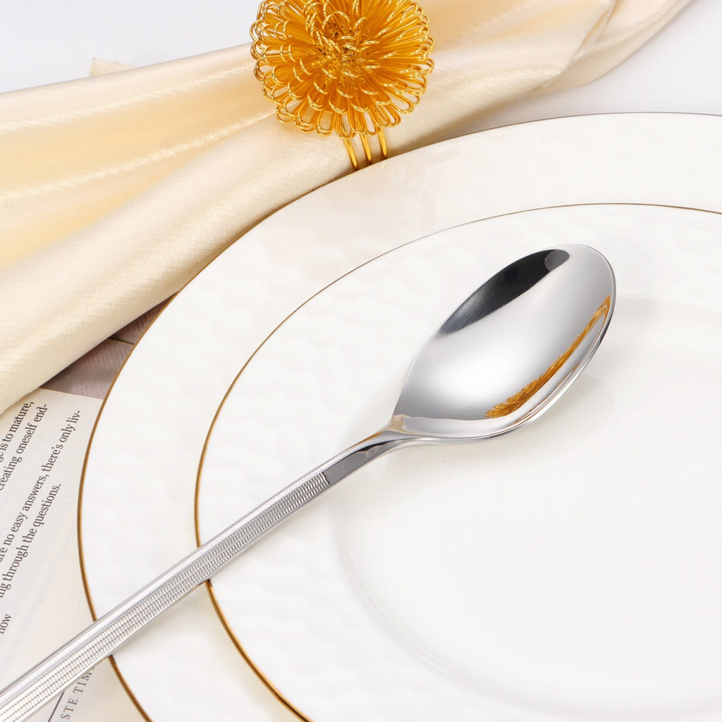 20 pc flatware set - Silver - Modern Tri-Angled Handle, Textured