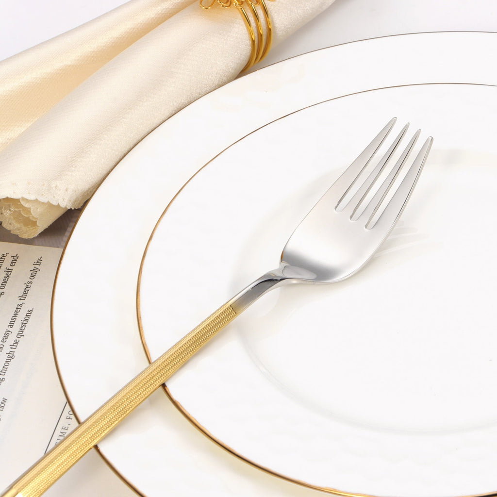 20 pc flatware set - Silver - Modern Tri-Angled Handle, Textured