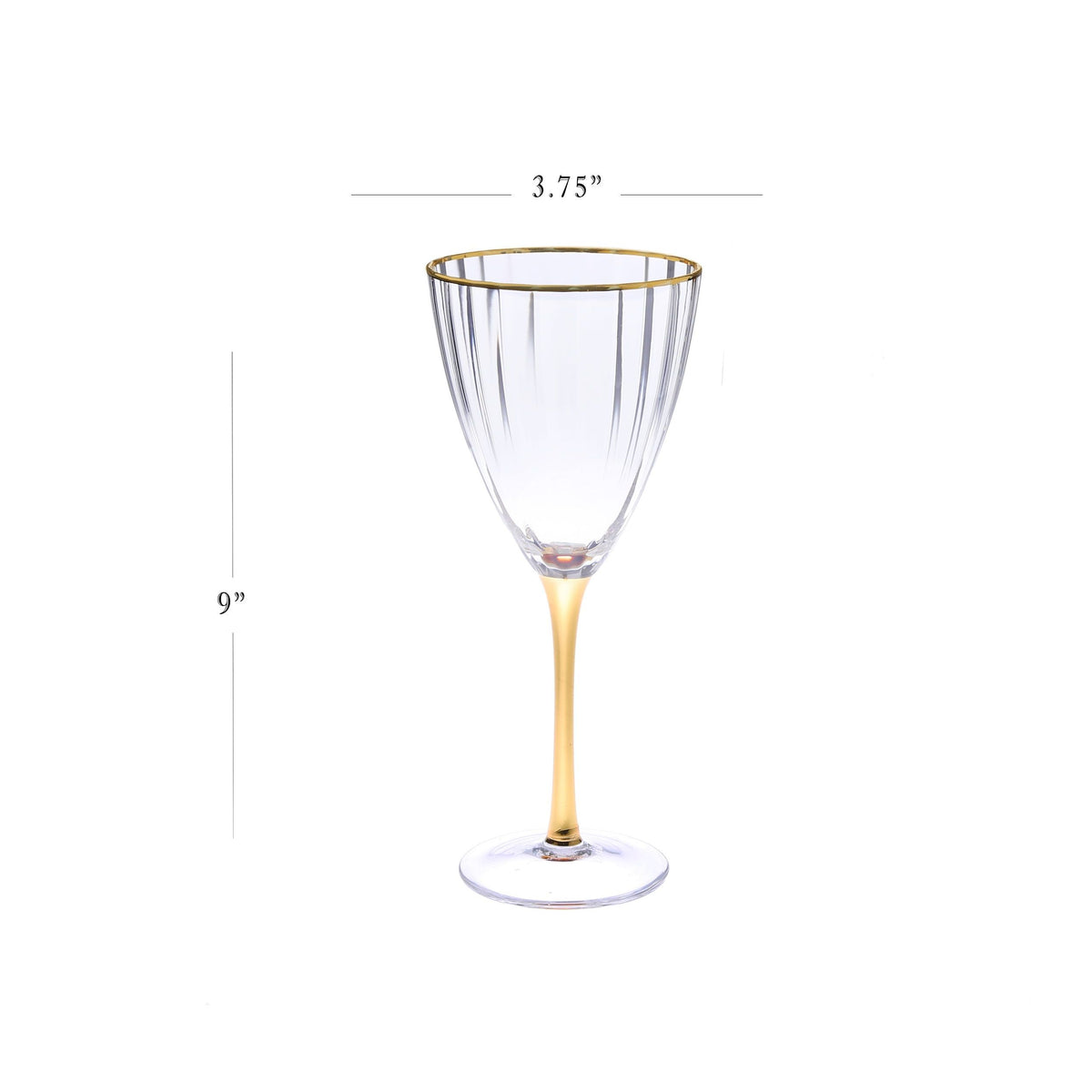 Set of 6 Textured Glasses with Gold Stem and Rim