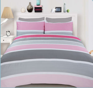 WBA Pink Stripes Duvet Cover Bedding Set