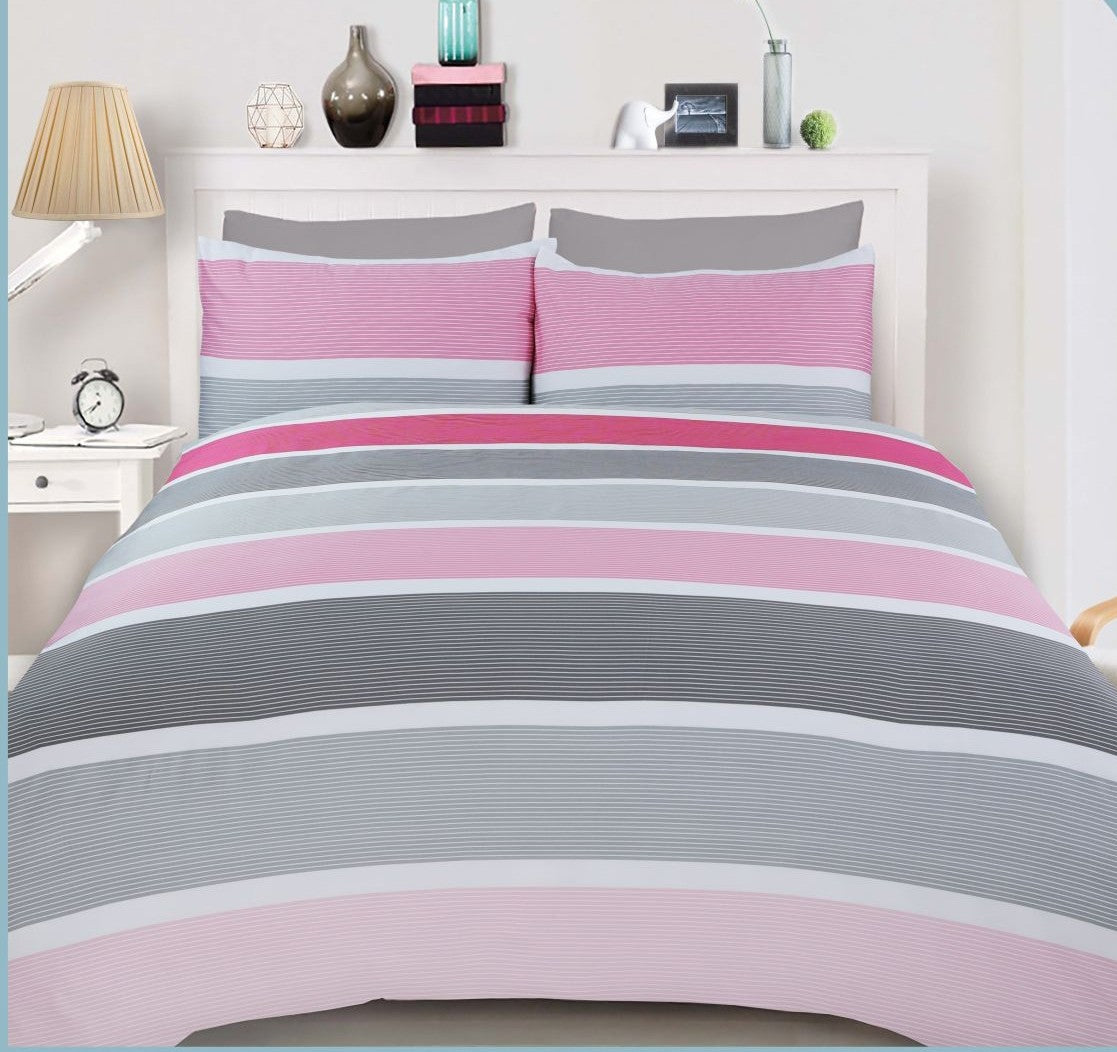 WBA Pink Stripes Duvet Cover Bedding Set