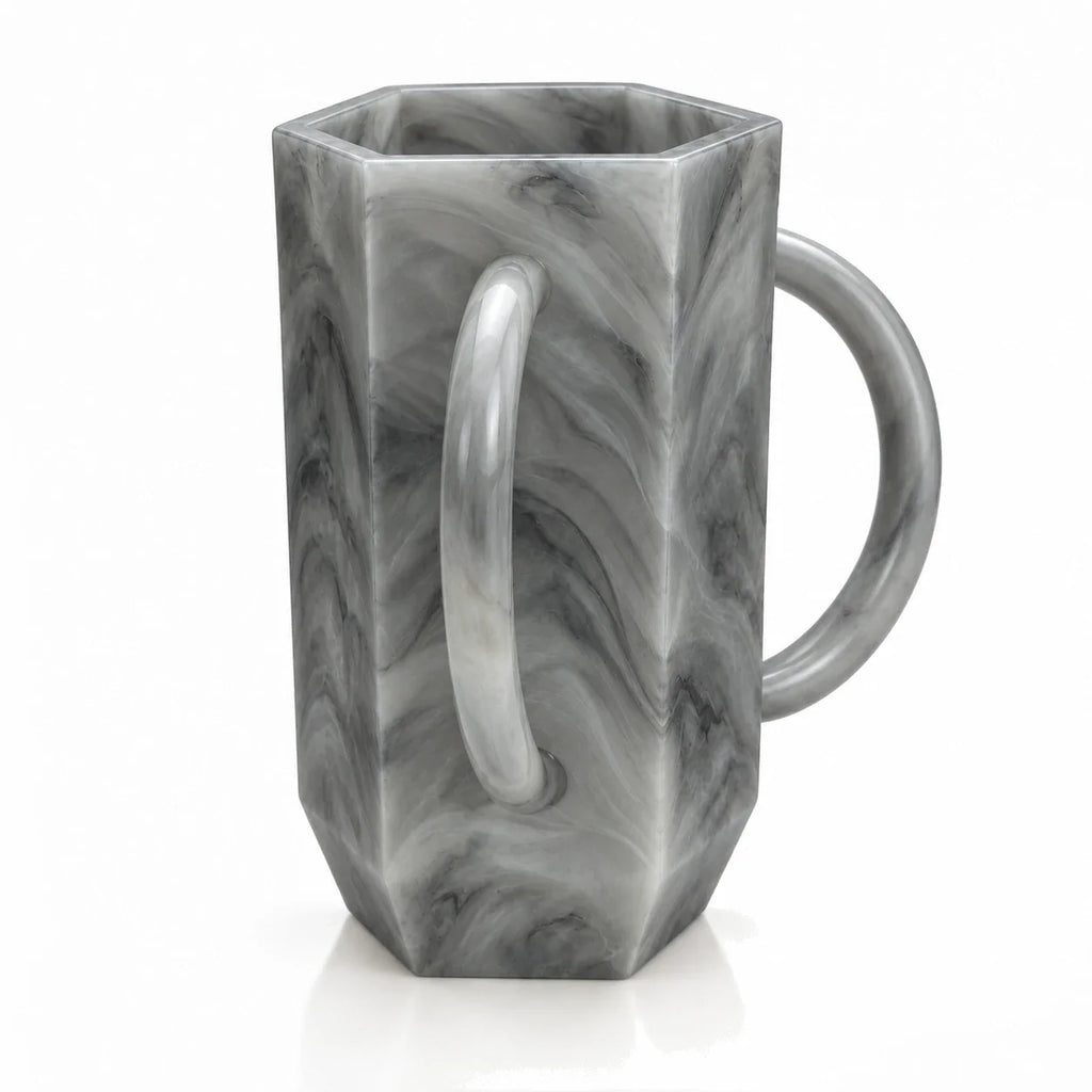 Gray swirl resin hexagonal washing cup for netilas yadayim (נטילת ידים)