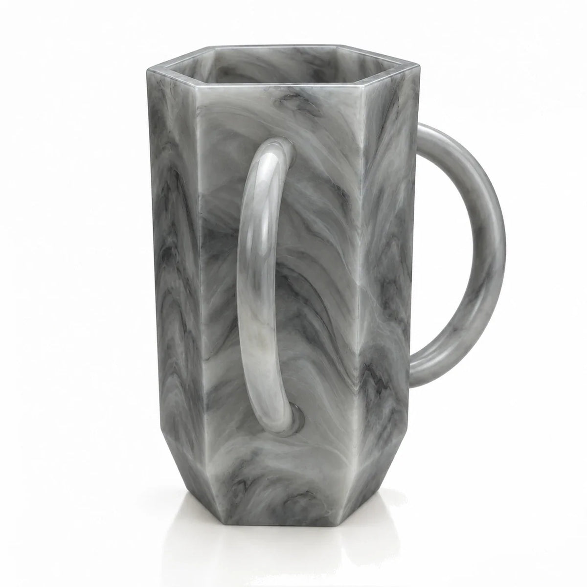 Gray swirl resin hexagonal washing cup for netilas yadayim (נטילת ידים)