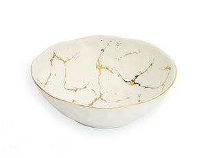 White Porcelain Bowl with Gold Design -7