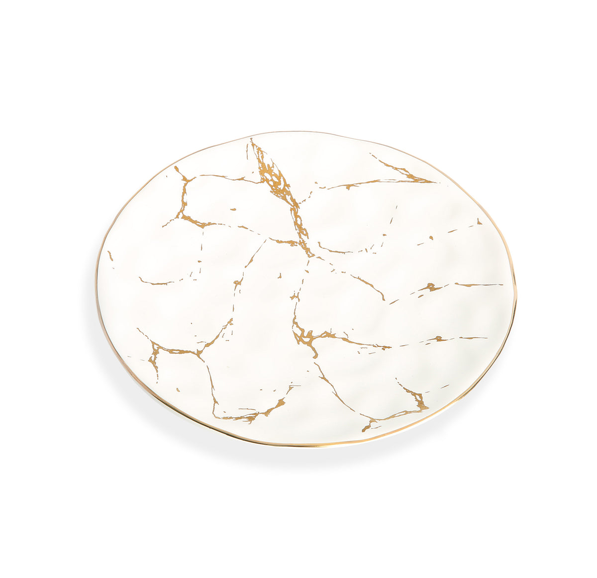 Set Of 4 White Porcelain Salad Plates With Gold Design