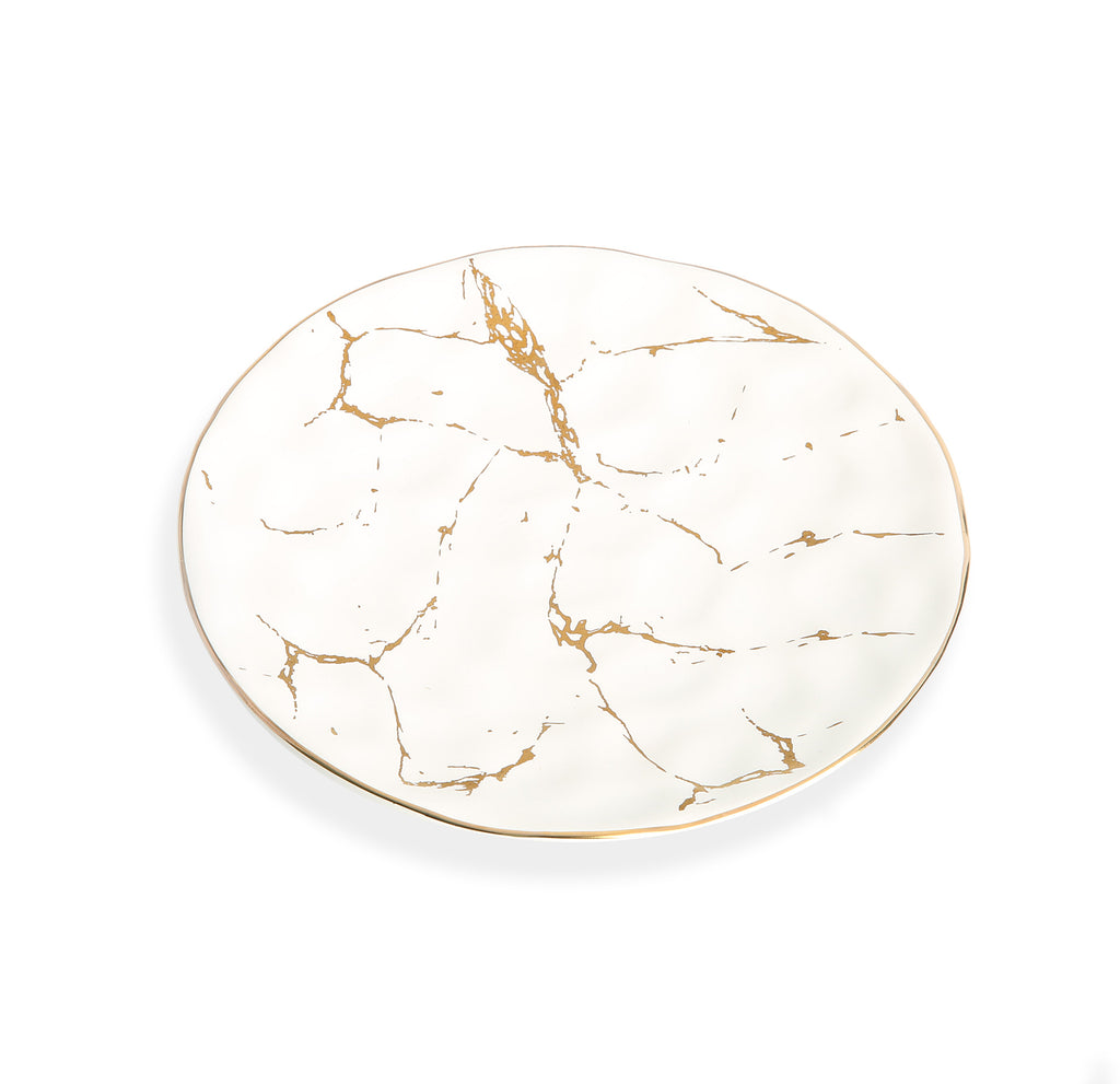 Set of 6 Dessert Plates With Gold Design