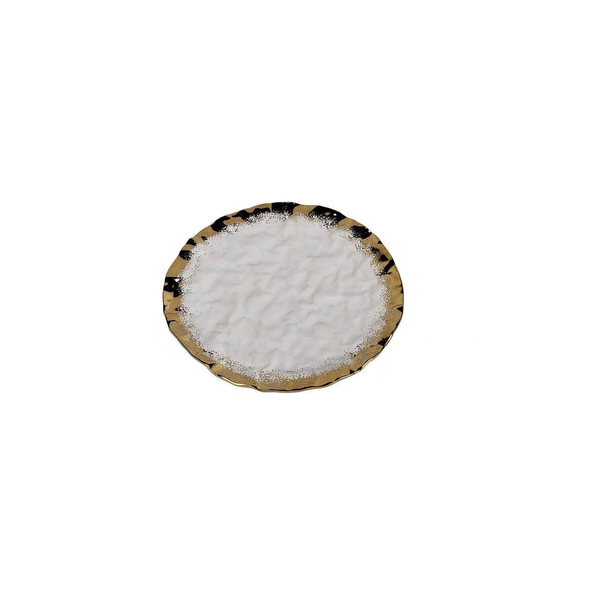 Set of 4 White Porcelain Plates with Gold Edge