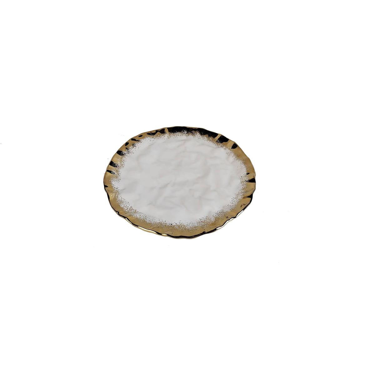 Set of 2 White Porcelain Chargers with Gold Edge