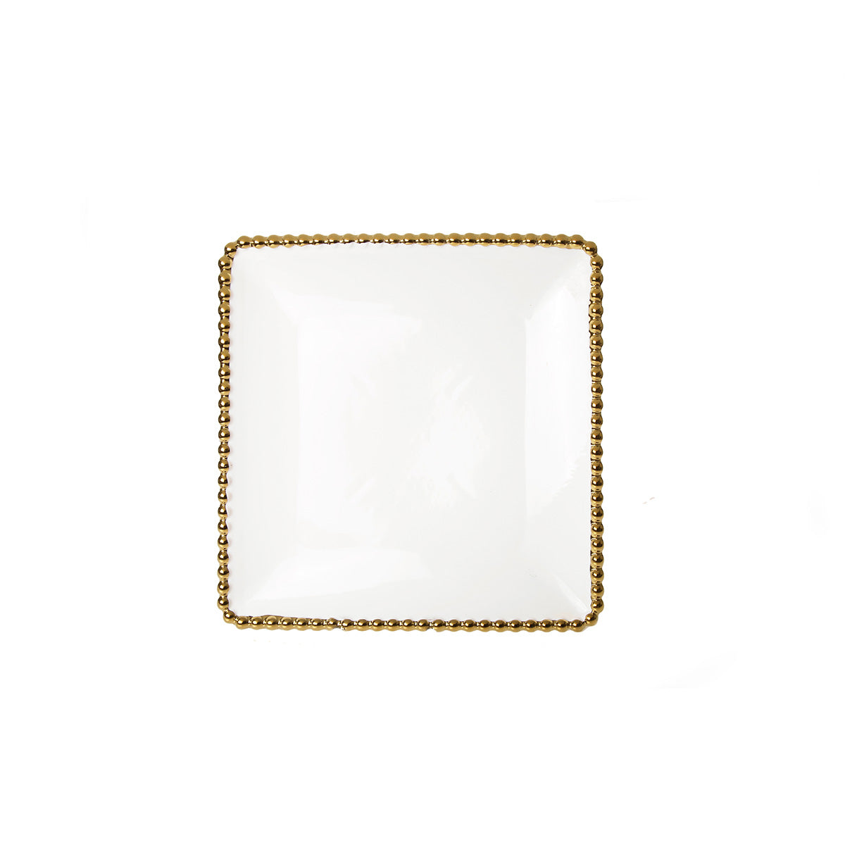 Porcelain White Plates with Gold Beaded Design