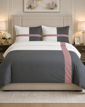 Pink Grey and White Viking Duvet Cover Bedding Set