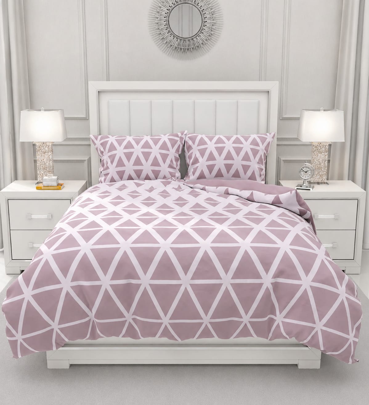 Taj Mauve Cotton Duvet Cover Bedding Set