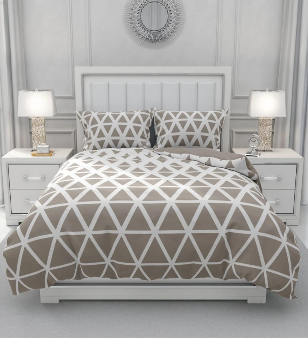 Taj Taupe Velvet Duvet Cover Bedding Set