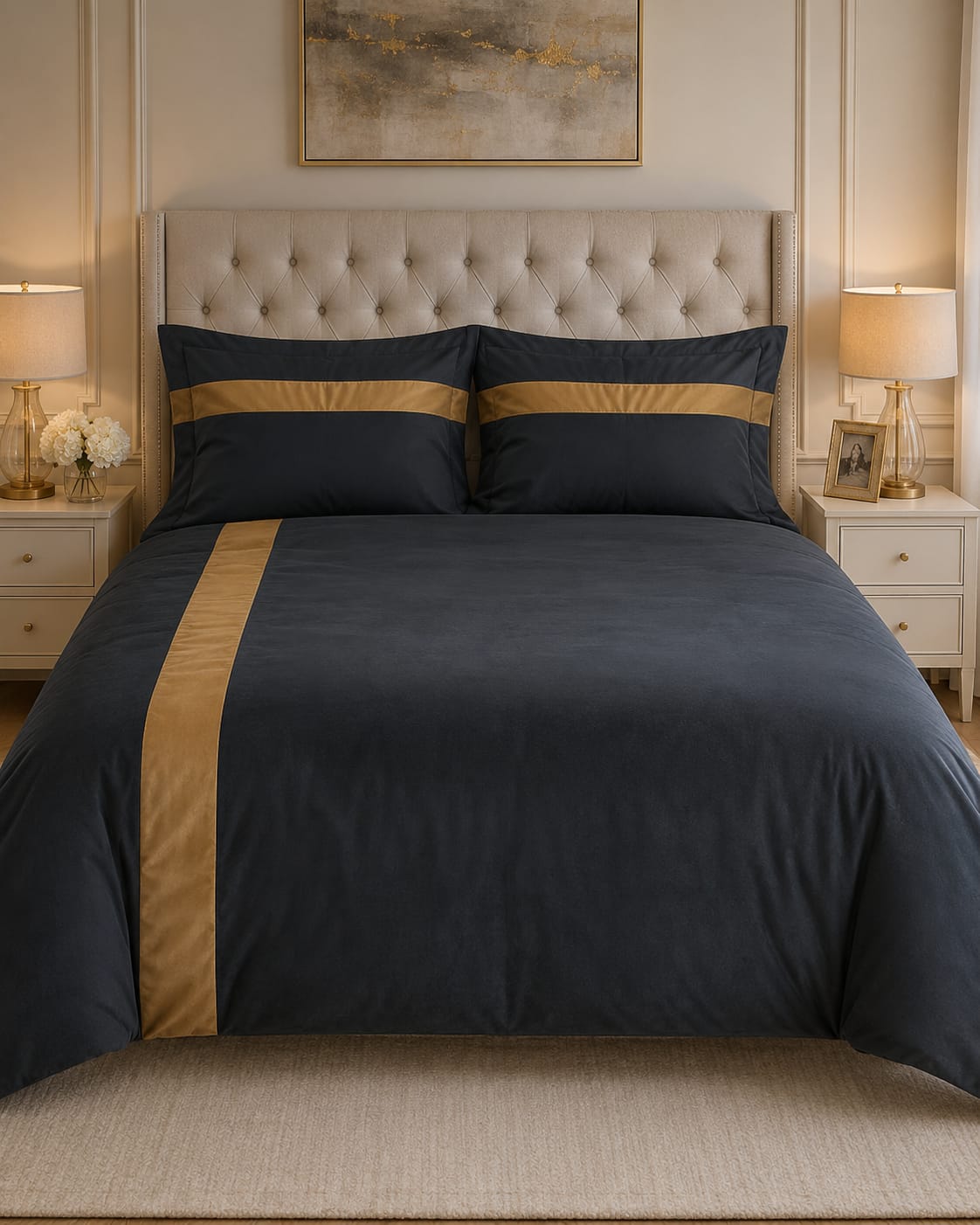 Black and Gold Viking Velvet Duvet Cover Bedding Set