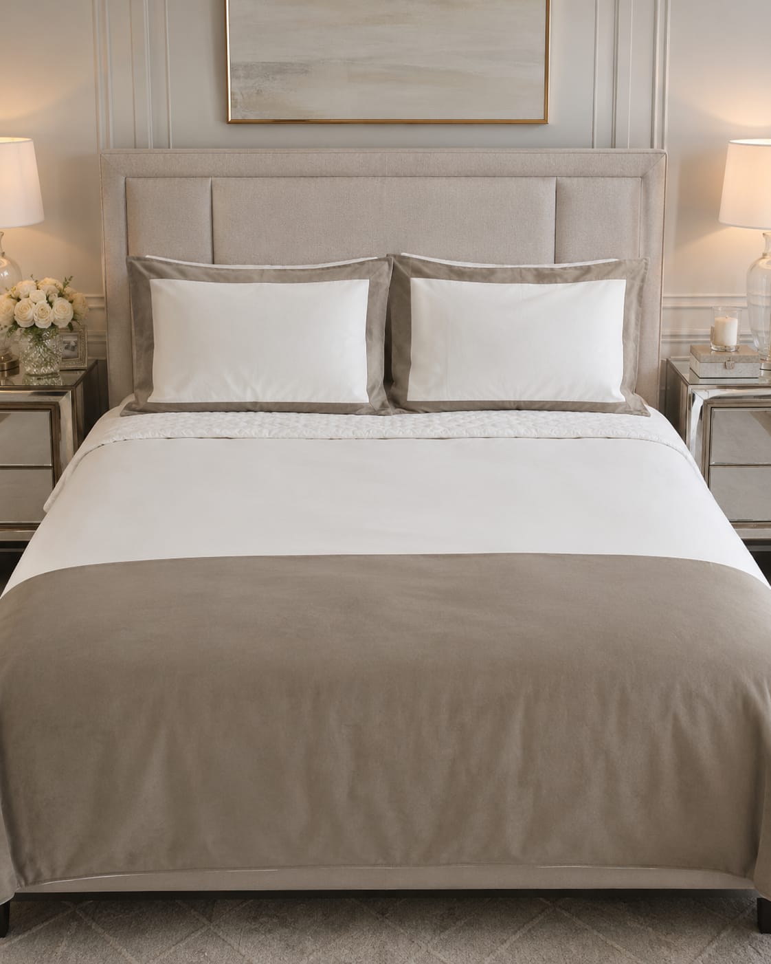 Taupe Half Velvet Duvet Hotel Duvet Cover Bedding Set