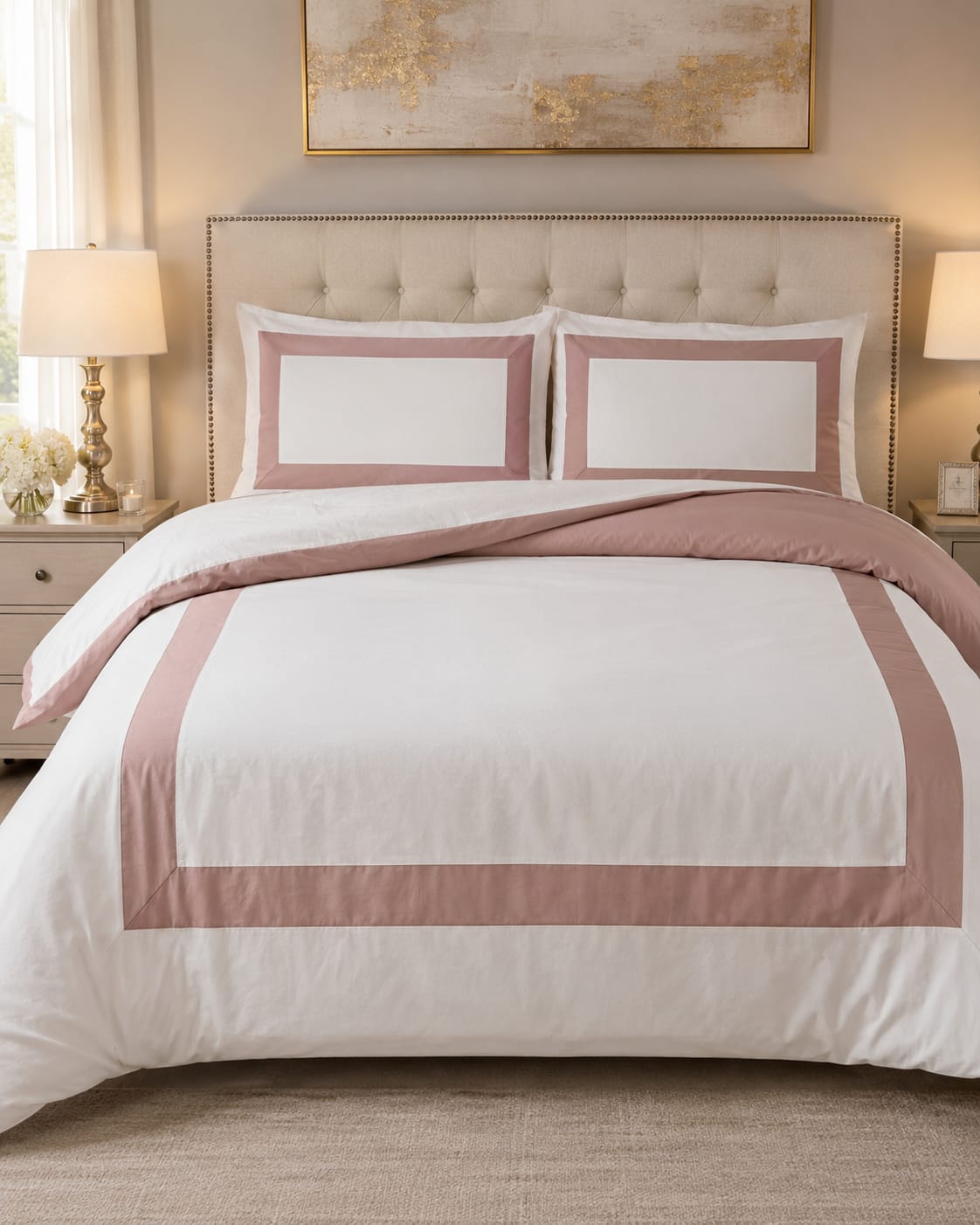 Pink Hotel Style 400TC Sateen Duvet Cover Bedding Set