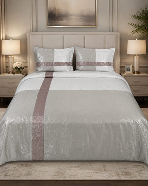 Viking Flash Grey/Mauve Velvet Duvet Cover Bedding Set