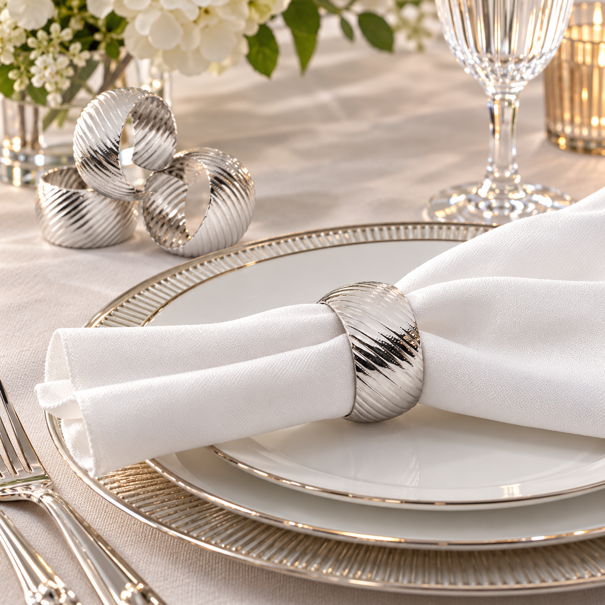 Set of 6 Silver Napkin Rings