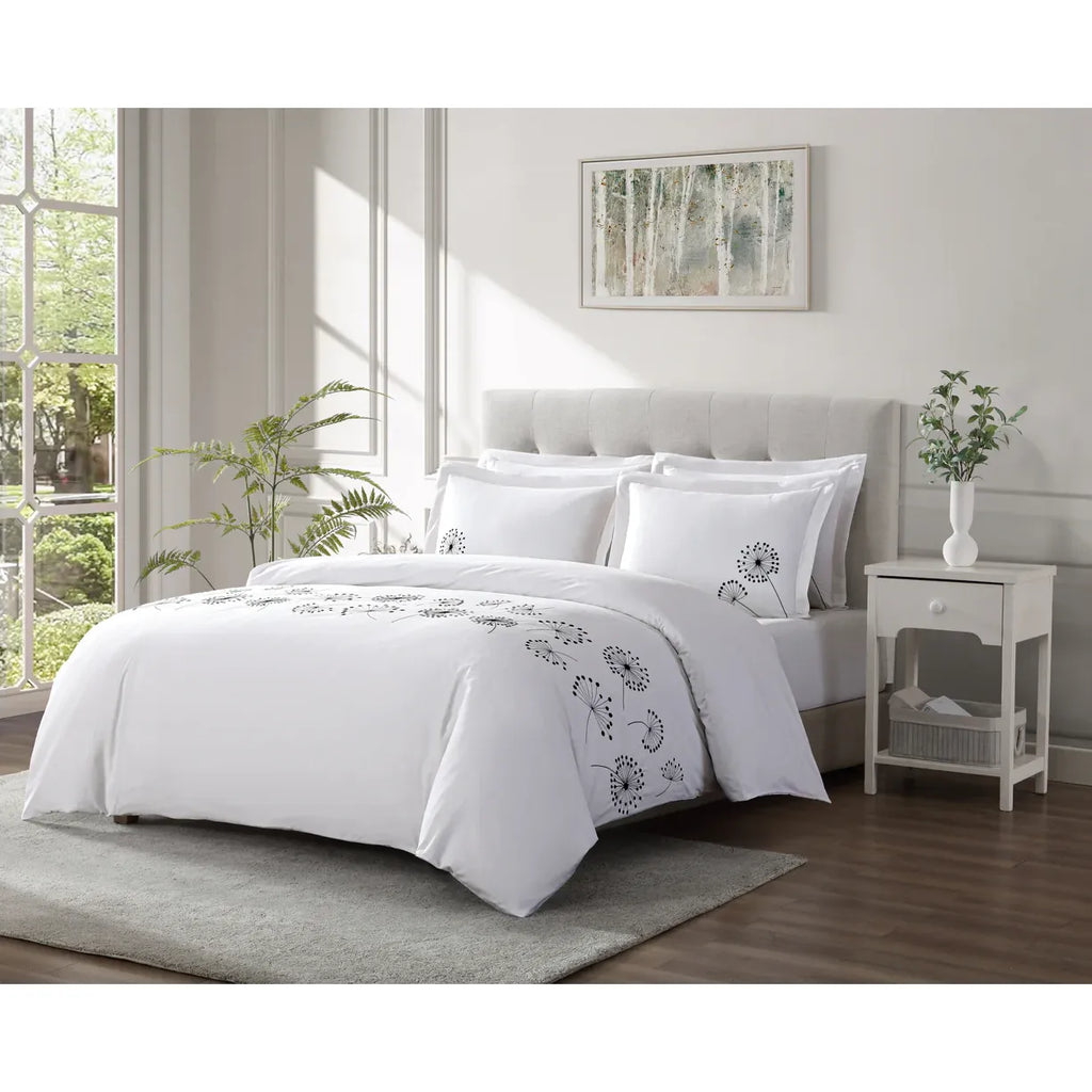 Embroidered Dandelions Duvet Cover Bedding Set
