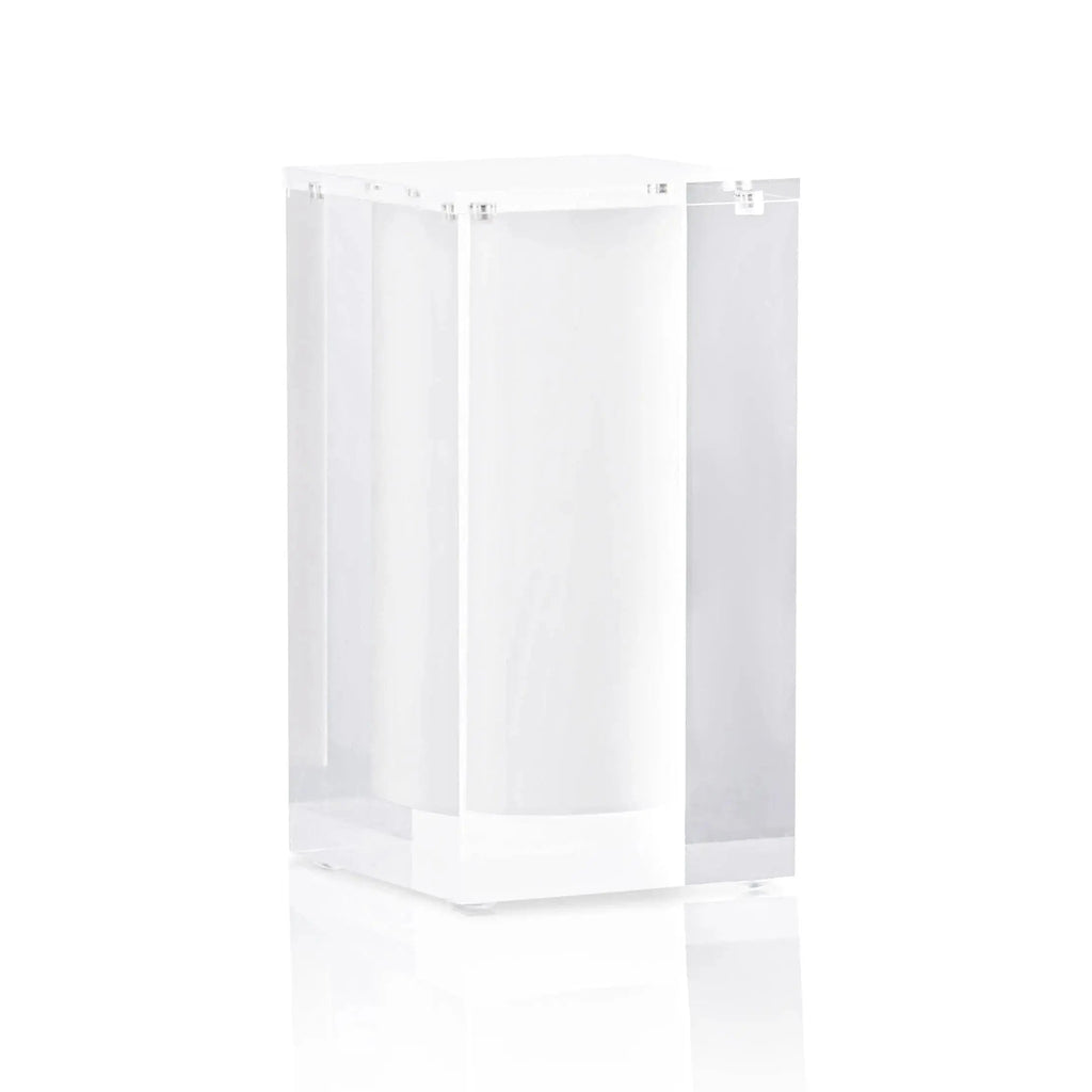 Clear glass Block Match Jar by Waterdale Collection, a modern rectangular match holder with clean lines, perfect for Shabbat and hostess gifts.