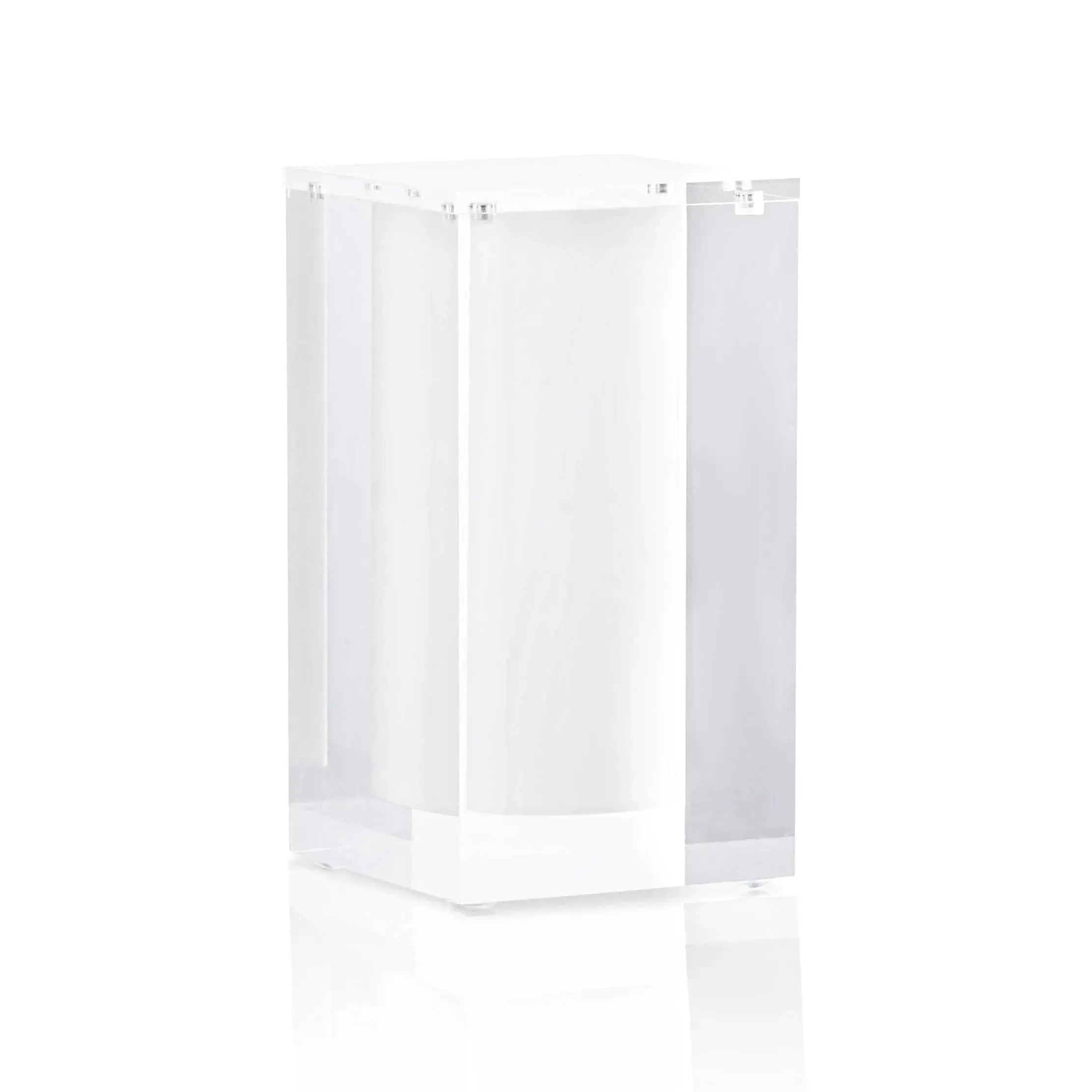 Clear glass Block Match Jar by Waterdale Collection, a modern rectangular match holder with clean lines, perfect for Shabbat and hostess gifts.