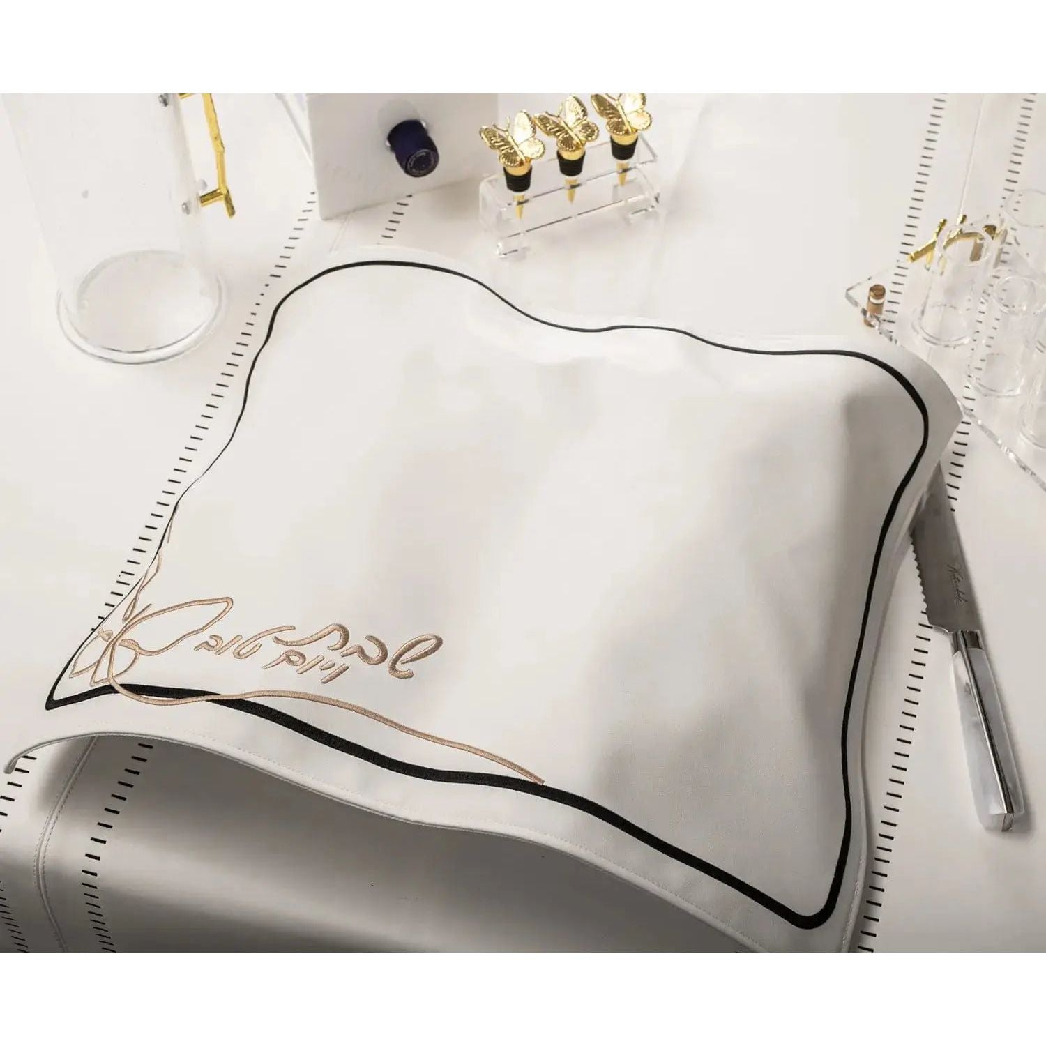 Butterfly Challah Cover (Black & Silver) - Waterdale Collection
