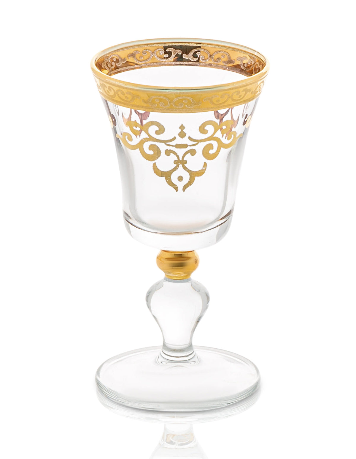 Set of 6 Liquor Glasses with Gold Design