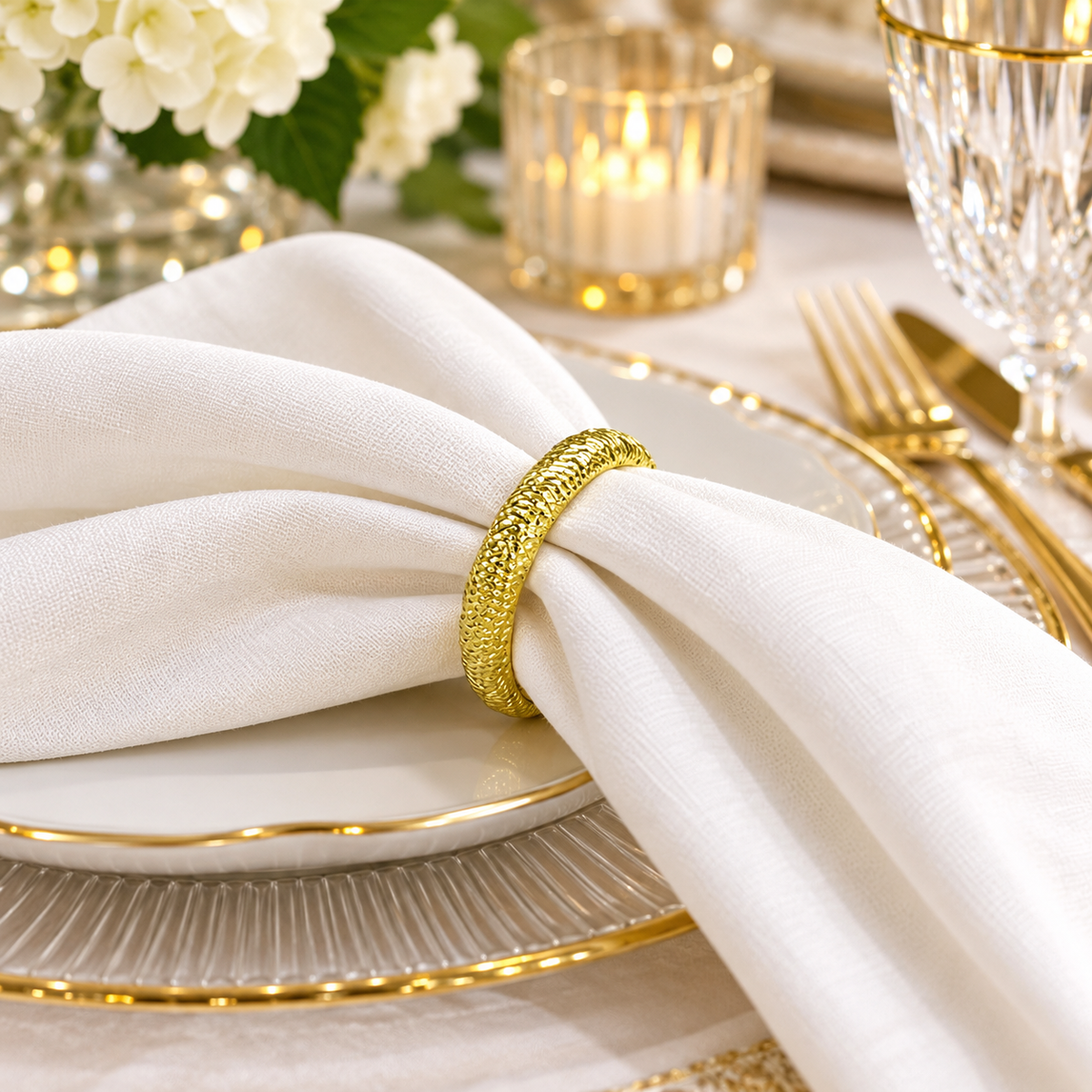 Set of 4 Gold Napkin Rings