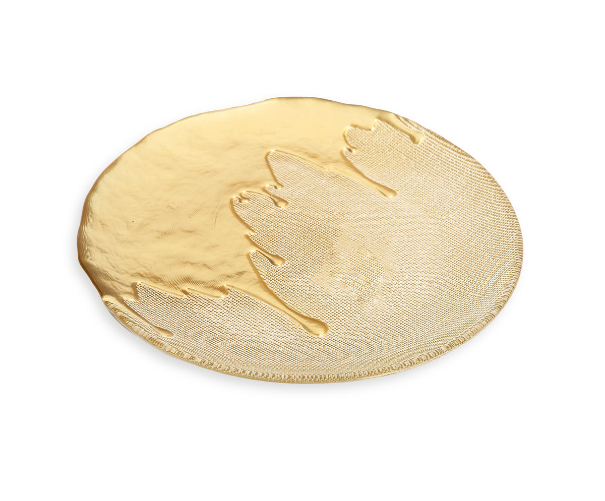 11"D Set of 4 Dinner Plates Gold Dipped Design