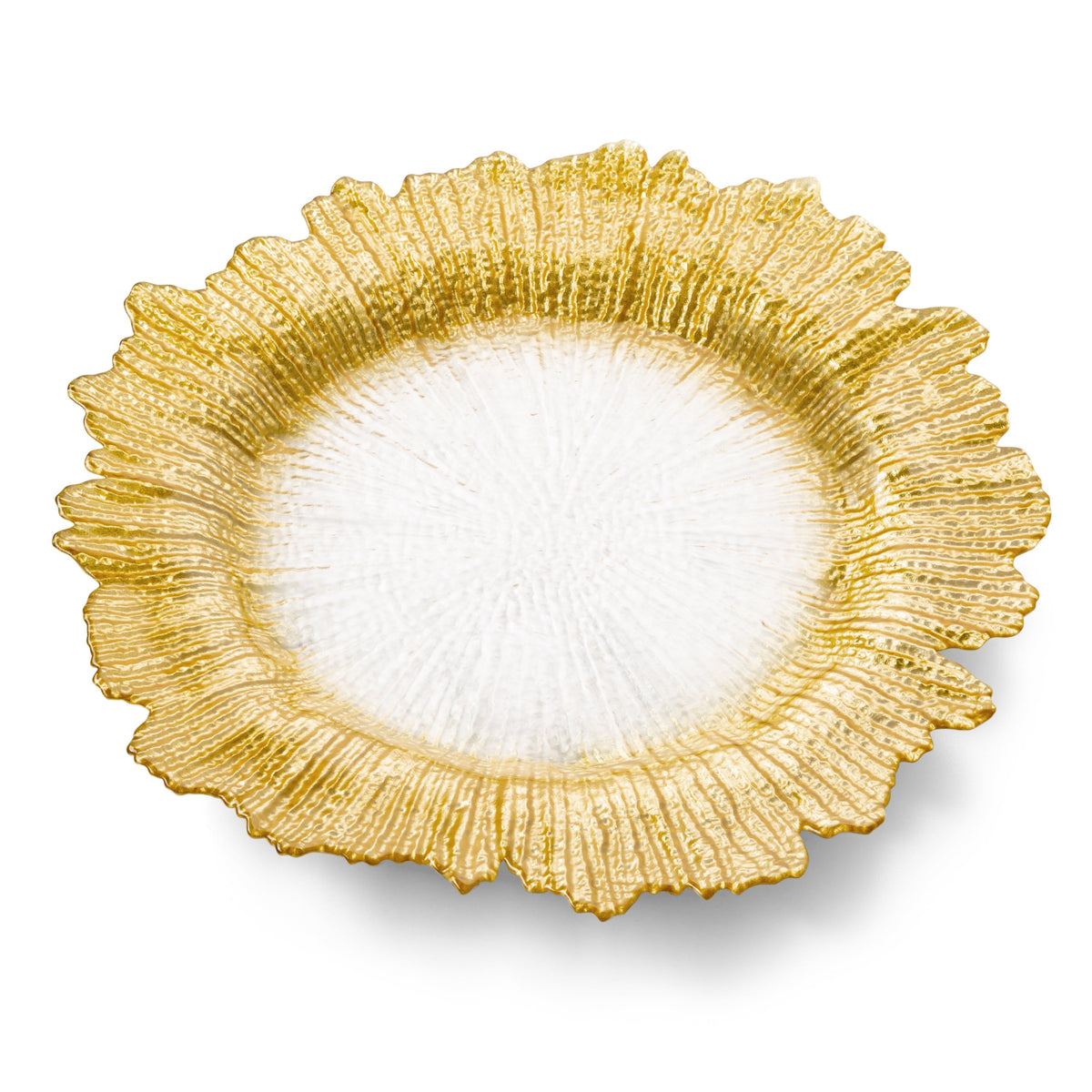 Set of 4 Gold Flower Shaped Chargers - 13"D