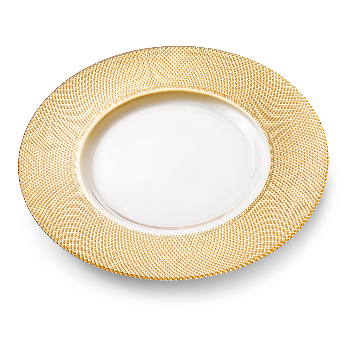 Set of 4 Glass Chargers With Gold Dotted Border - 13"D