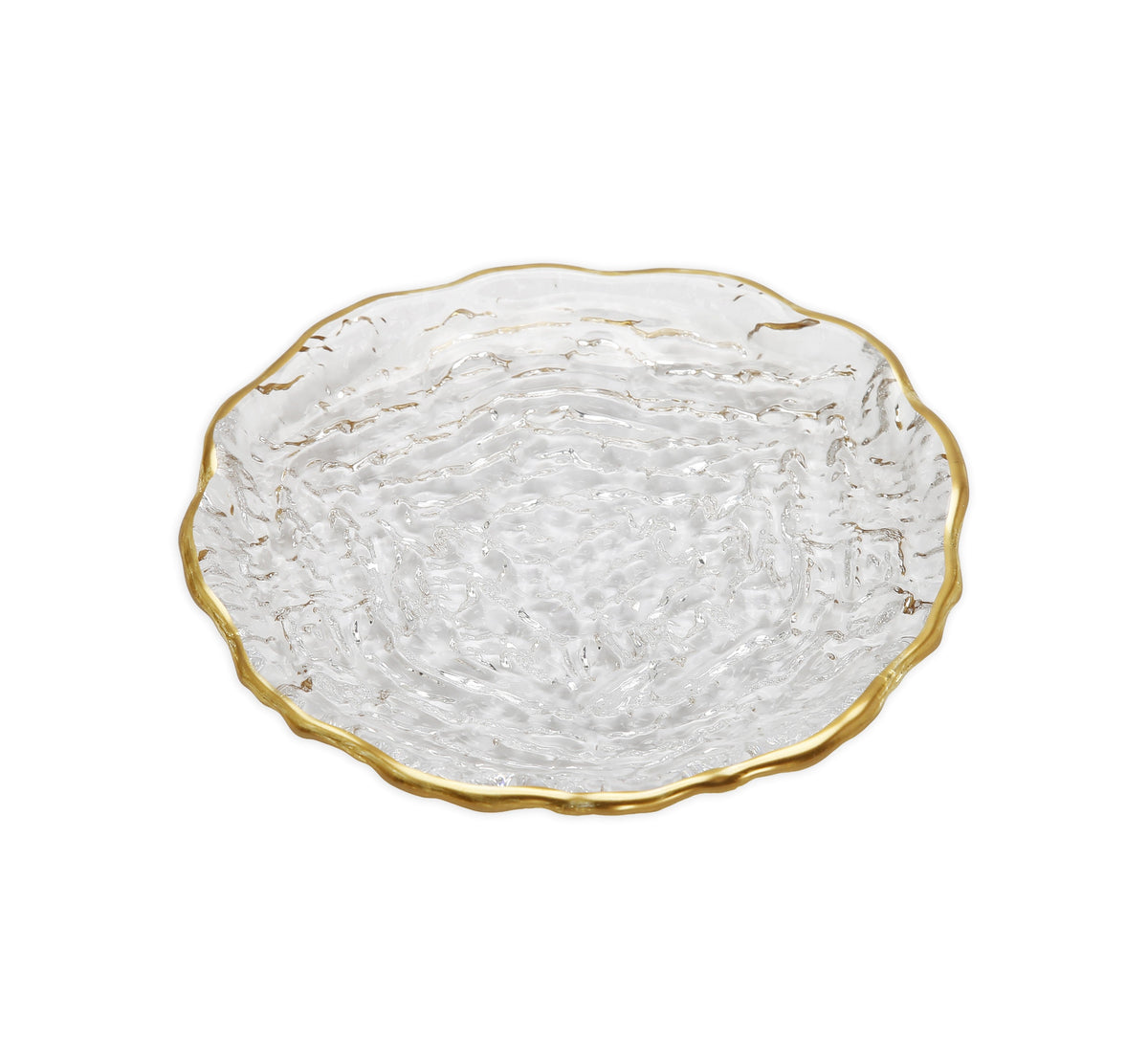Set of 4 Glass Salad Plates with Gold Trim