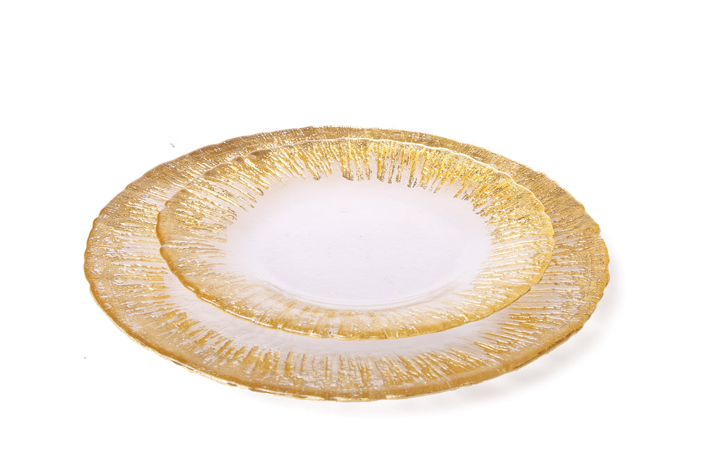 Set of 4 Chargers with Flashy Gold Design
