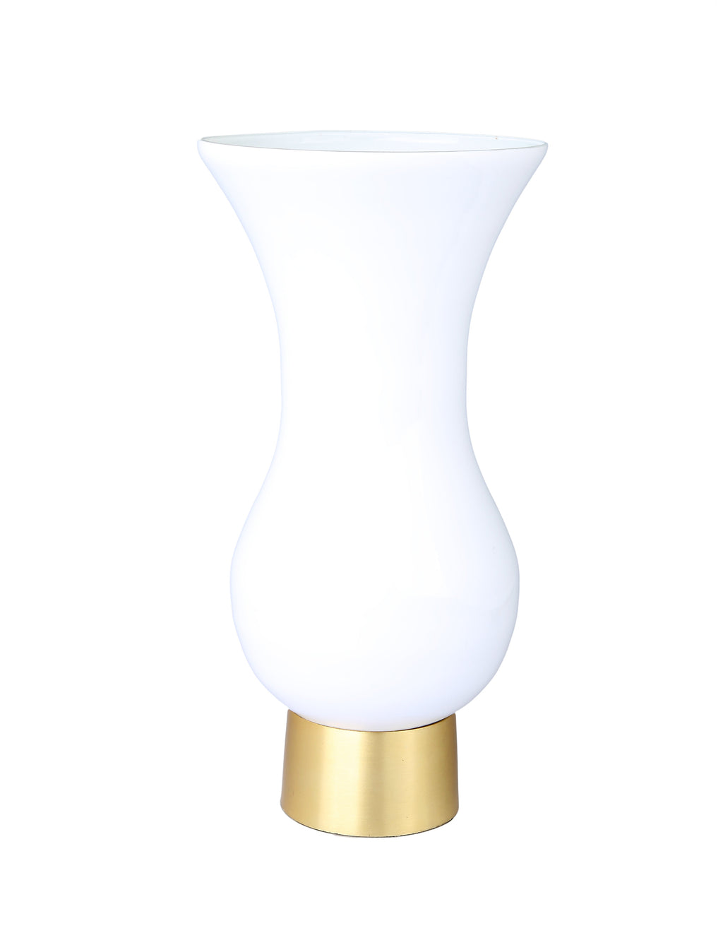 White S-Shaped Glass Vase with Gold Base