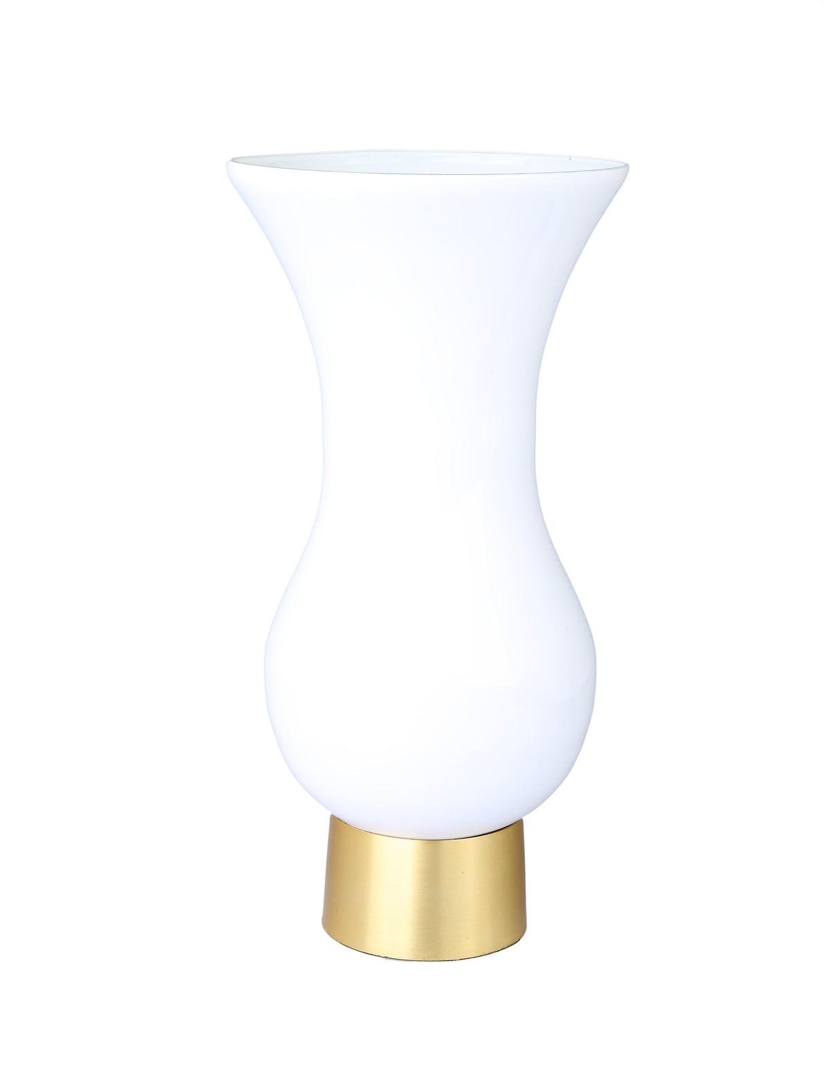 White S-Shaped Glass Vase with Gold Base