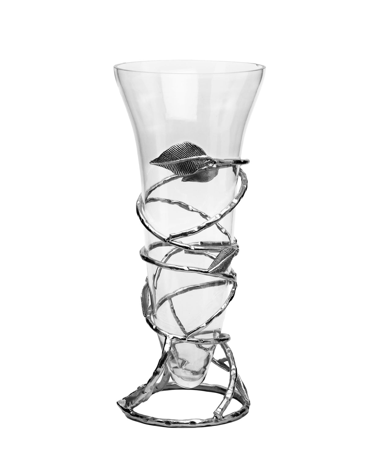 Glass Vase with Removable Silver Leaf Base