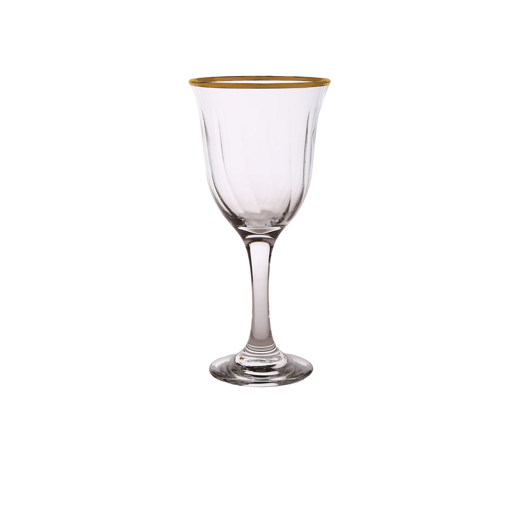 Set of 6 Water Glasses with Simple Gold Design