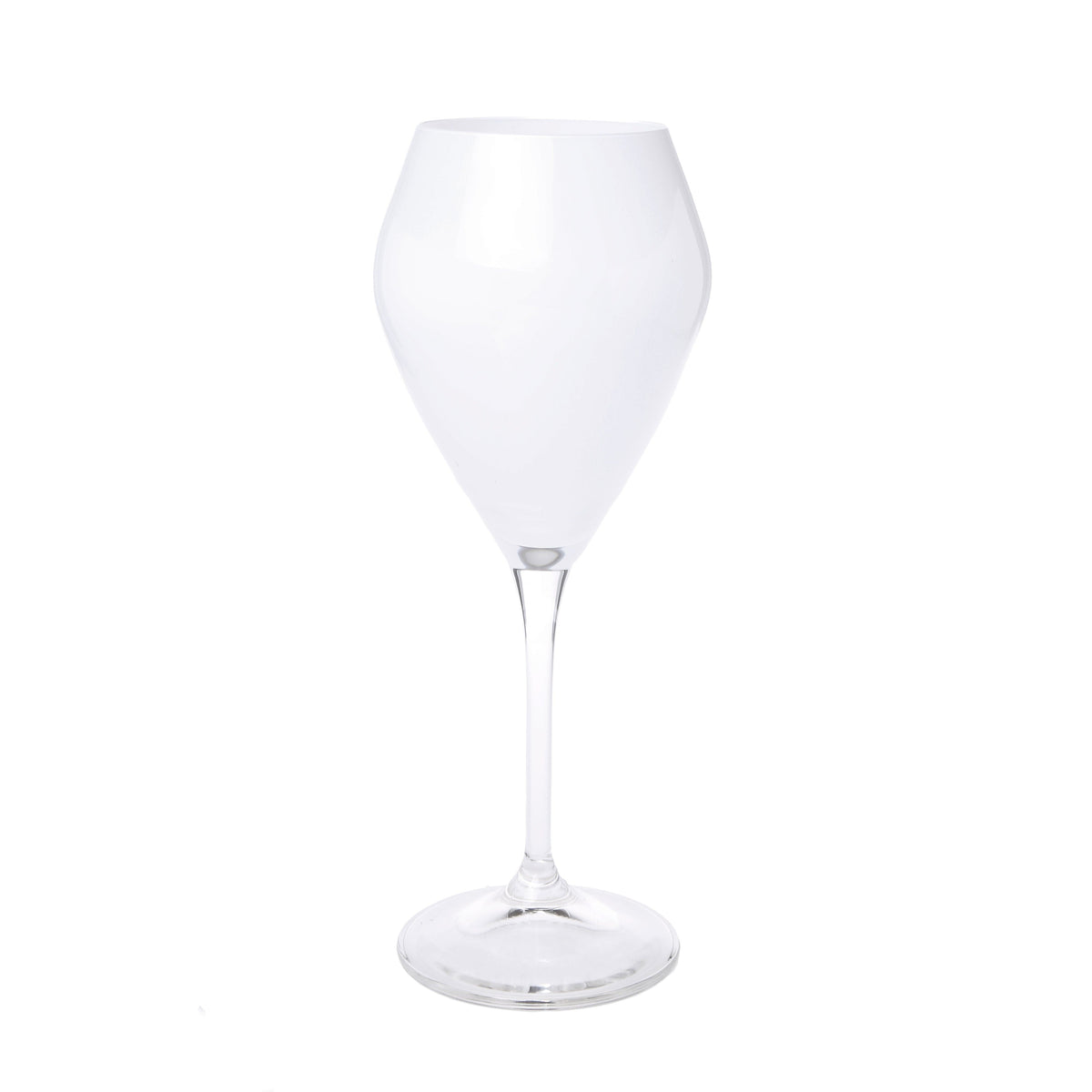 Set of 6 White V-Shaped Wine Glasses with Clear Stem