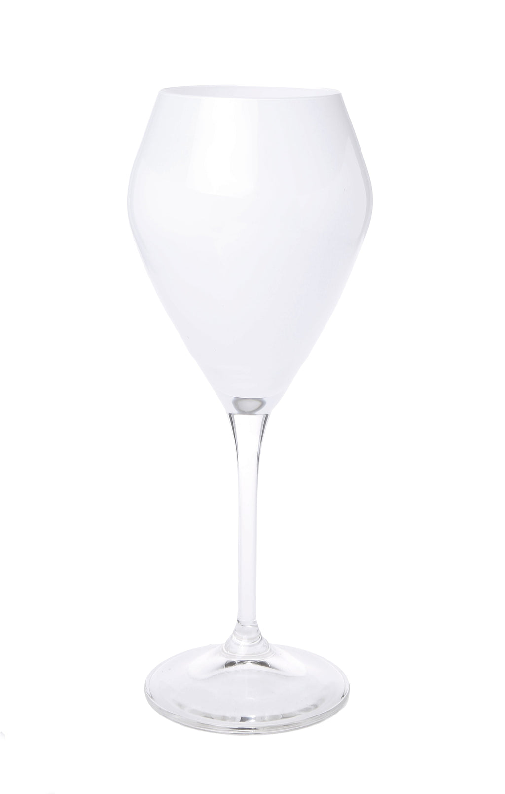 Set of 6 White V-Shaped Wine Glasses with Clear Stem