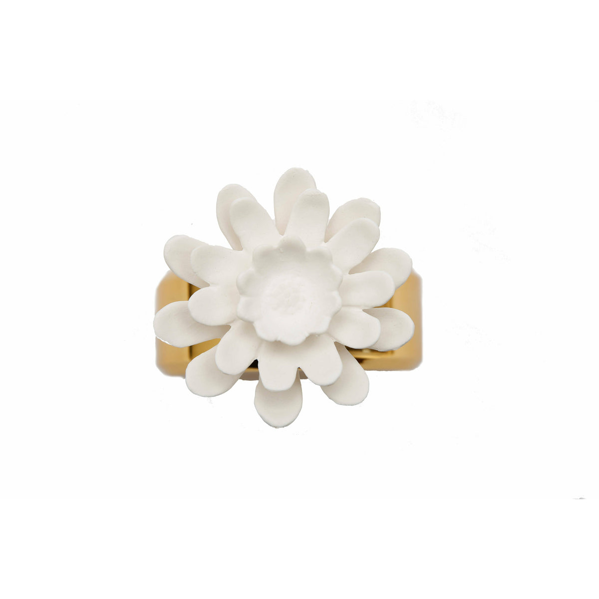 Gold Bottle Diffuser with White Flower, "Iris & Rose" Scent