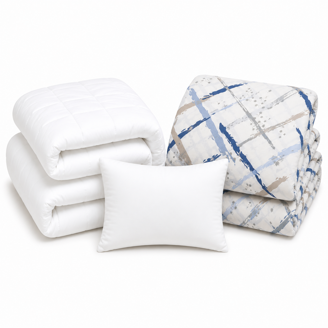 Criss Cross Strokes Blue Duvet Cover Bedding Set Camp Package