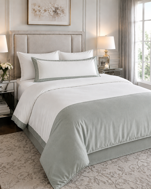 Silver Sage Hotel Velvet Duvet Cover Bedding Set (King Pillows)