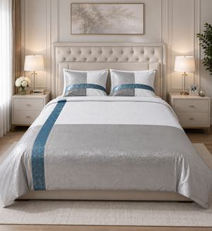 Viking Flash Grey/Ocean Velvet Duvet Cover Velvet Bedding Set