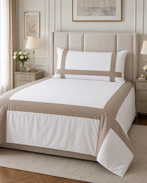 Ritz Style Cotton Sateen - Taupe Duvet Cover Bedding Set (King Pillowcases)