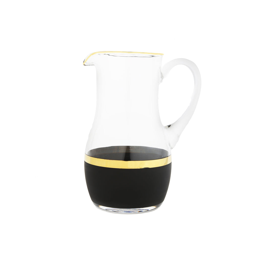 Glass Pitcher with Black and Gold Design