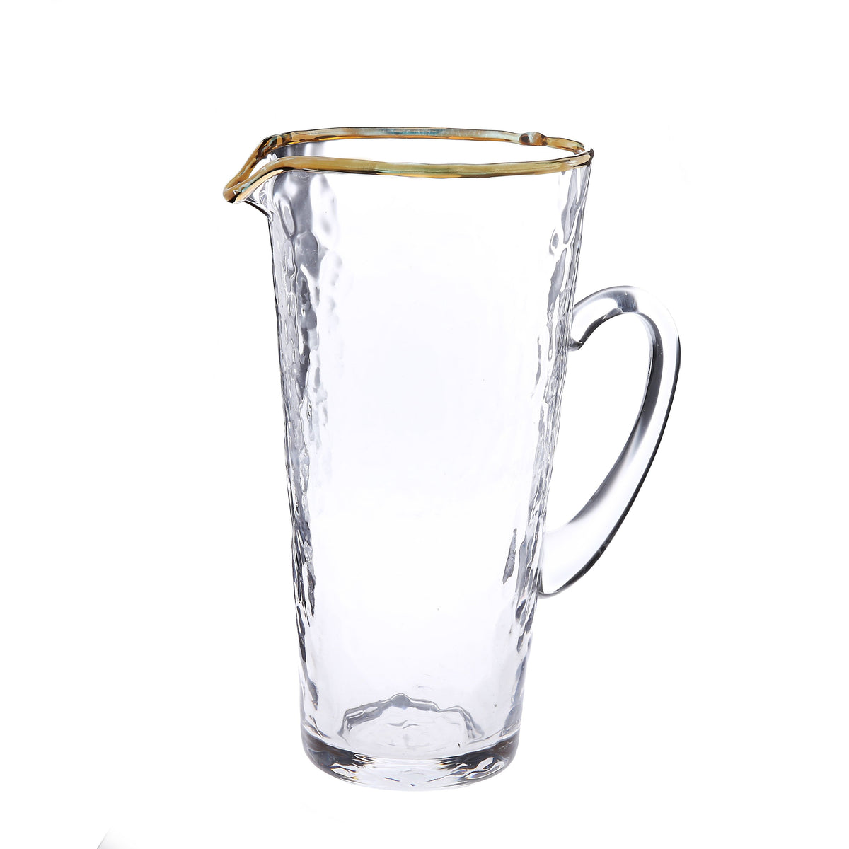 Pebble Glass Pitcher with Gold Rim with Handle
