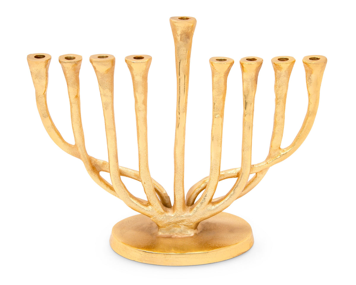 9.75"L Gold Brass Menorah